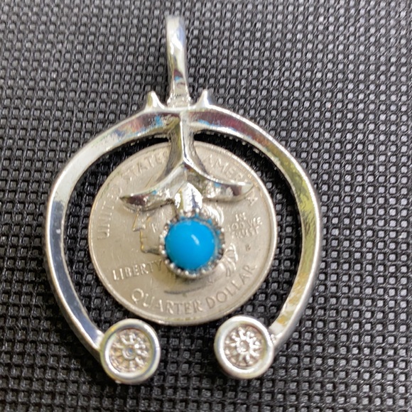 Large sterling silver, turquoise pendant - Picture 6 of 10